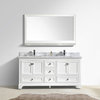 Maple Bathroom Vanity With Carrara Marble Top, White, 72"
