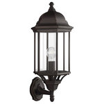 Sea Gull Lighting - Sea Gull Sevier Large 1-Light Uplight Outdoor Wall Lantern, Antique Bronze - The Sevier outdoor collection by Sea Gull Lighting brings timeless design to new heights with its traditional design details found in classic outdoor fixtures as well as an open bottom for easy maintenance. Made of durable cast aluminum, a multi-level crown, top finial and stepped-edge back plate complete the traditional look. Offered in Antique Bronze or Black finish.
