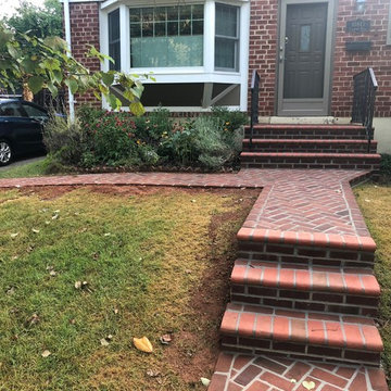 Herringbone Pavers Walkway with Running Bond Border in Silver Spring MD
