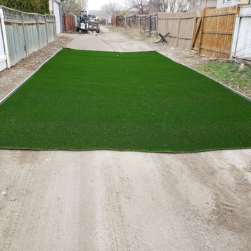 Synthetic Artificial Turf Grass Dog Yard Transformation Lethbridge 2020