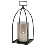 Uttermost - Uttermost Riad Bronze Lantern Candleholder - Taking Cues From Moroccan Style, This Candleholder Is Finished In Dark Bronze With Gold Rub-through Details And A Textured Glass Hurricane. One White 3"x 3" Candle Is Included.