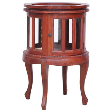 vidaXL Solid Mahogany Wood Vitrine Cabinet Brown Side Table Display Cabinet