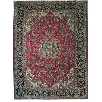 Consigned, Persian Rug, Red, 10'x13', Handmade Wool Sarouk