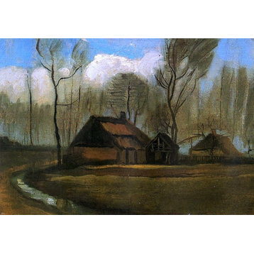 Vincent Van Gogh Farmhouses Among Trees, 18"x27" Wall Decal