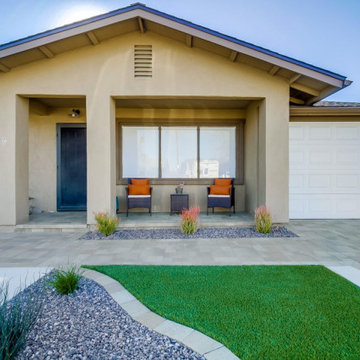Front yard Remodel with Pavers, Walls, Artificial Grass, Xeriscape & More