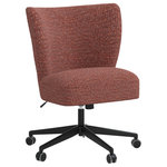 Skyline Furniture MFG. - Office Chair, Noble Reef - The soft curvature of our swivel desk chair envelopes the back for incredible comfort. The sleek upholstery and stream-lined shape make it a versatile addition to any office space. Manufactured in Illinois, it is both sturdy and cushy, with hand upholstered inBoucle fabric and a 360-degree swivel mechanism that adjusts for height and features metal casters for ease of movement.