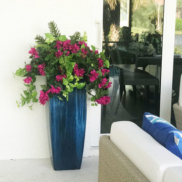 Lanai Container Planting With Artificial Outdoor Plants
