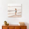 Watercolor Lady On Beach 16x16 Canvas Wall Art