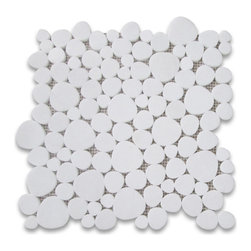 Stone Center Corp - Thassos White Marble Heart Bubble Mosaic Tile Polished, 1 sheet - Wall And Floor Tile