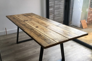 Scaffold Board Table with Trapezium Style Legs