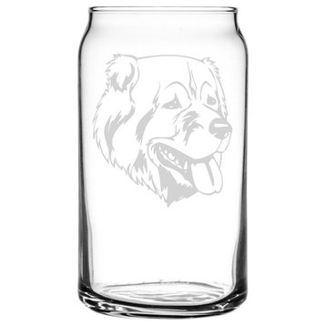 Georgian Shepherd Dog Themed Etched All Purpose 16oz. Libbey Can Glass