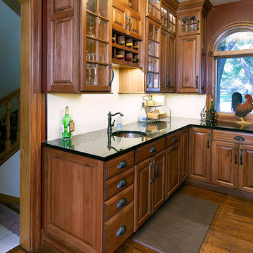 Door style: Covington | Species: Eucalyptus | Finish: Truffle with Ebony glaze