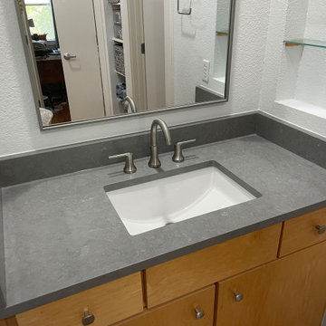 MASTER BATHROOM - Large Shower with 16" x 32" Porcelain Tile, Hex Floor Tile