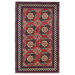 Shahbanu Rugs - Vintage Red Elephant Feet Design Afghan Andkhoy Hand-Knotted Rug, 3'3"x5'3" - This fabulous Hand-Knotted carpet has been created and designed for extra strength and durability. This rug has been handcrafted for weeks in the traditional method that is used to make Rugs. This is truly a one-of-kind piece. Exact Rug Size in Feet and Inches: 3'3" x 5'3", Main Rug Color:  Red, Rug Border Color: Red, Other Colors of the Rug: Ivory,Green,Black,Orange, Rug Pile: Wool, Rug's Foundation: Cotton, Rug Shape: Rectangle, Design: oriental, Weave Type: Hand-Knotted, Category: Tribal & Geometric