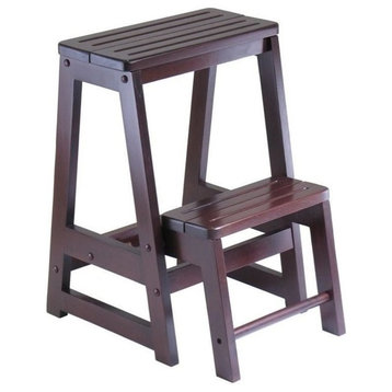 Pemberly Row Double Step Stool in Antique Walnut