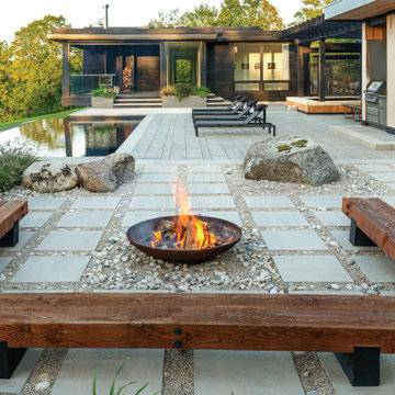 Modern Rustic Backyard Pool Patio