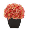 Artificial Hydrangea in Matte Brown Tapered Zinc Cube, Coral
