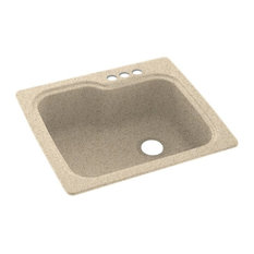 Swan 25x22x9 Solid Surface Kitchen Sink, 3-Hole, Bermuda Sand