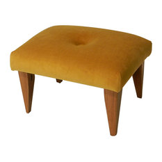 Tufted Suede Footstool, Gold