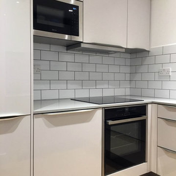 White High Gloss Kitchen with Low profile handles