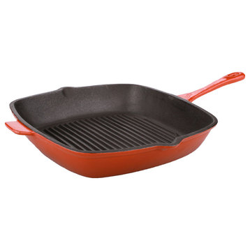 Neo 11" Cast Iron Grill Pan, Red
