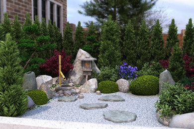 Свежая идея для дизайна: маленький солнечный участок и сад на внутреннем дворе с хорошей освещенностью и мульчированием для на участке и в саду - отличное фото интерьера