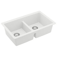 Karran 32" Undermount Double Bowl 50/50 Quartz Kitchen Sink Kit, White