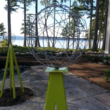 Trellis as functional art in Camano Island garden