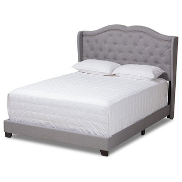 Aden Modern and Contemporary Grey Fabric Upholstered Queen Size Bed