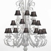 White Wrought Chandelier With Black Shades