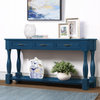 63" Farmhouse Style Wood Console Table with Three Drawers, Navy Blue
