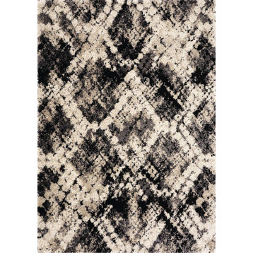 Miley Collection Beige Gray Snake Skin Rug, 5'3"x7'7"