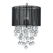Crystal Chandelier With Large Black Shades and Crystal Balls