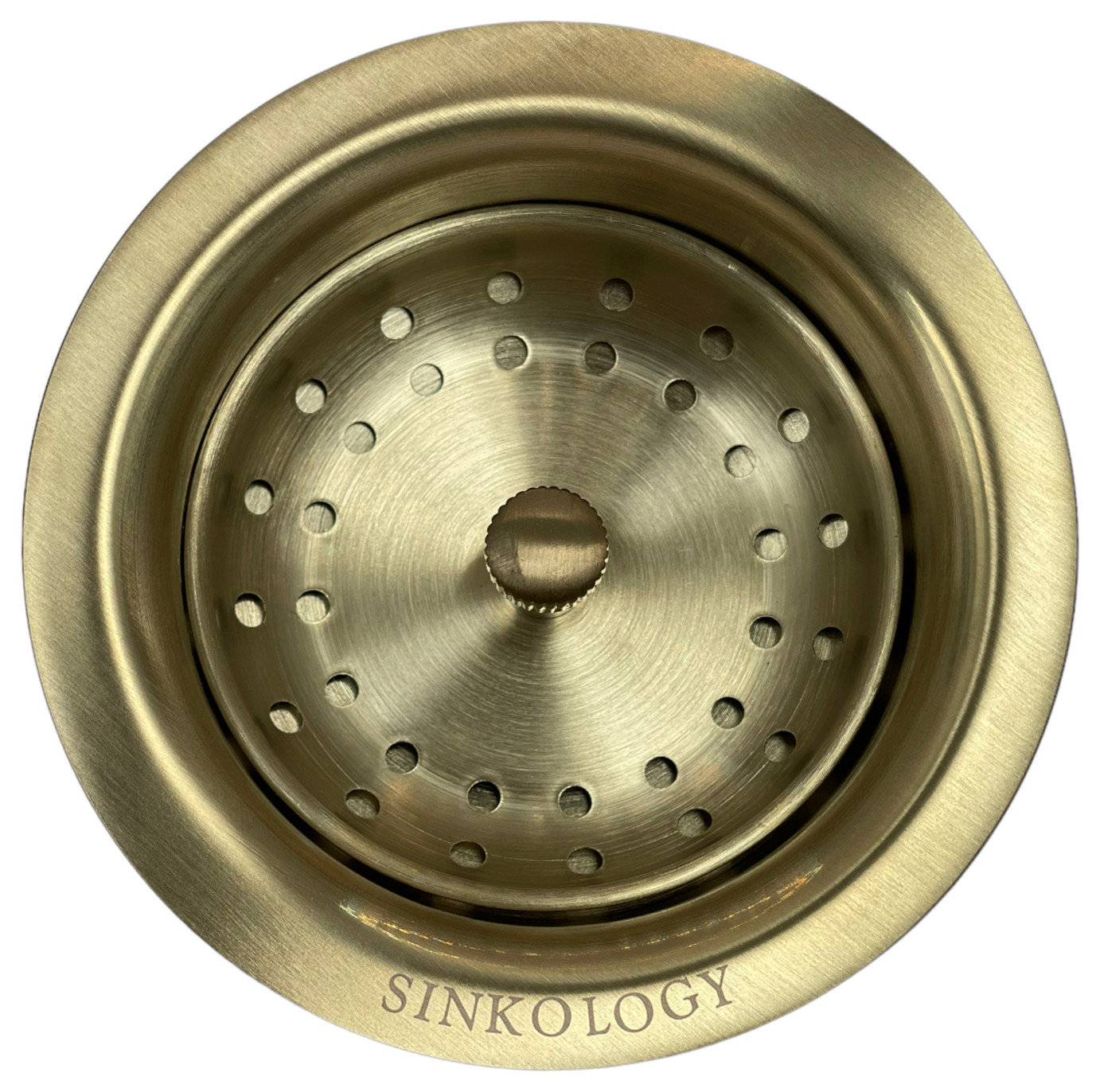 SinkSense Satin Gold 3.5" Basket Strainer Drain with Post Style Basket