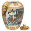 11" Satsuma Ladies and Peacock Porcelain Vase Jar