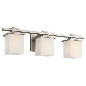 Kichler Tully Bath 3-Light, Antique Pewter, Satin Etched Cased Opal
