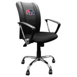 Dreamseat - Iowa Hawkeyes Patriotic Primary Task Chair With Arms Black Mesh Ergonomic - The Curve Chair is perfect for your home office or poker table. Designed with an ergonomic curved back and a commercially rated base the Curve is designed for hours upon hours of comfortable and maintenance free use. The patented XZipit system provides endless logo options on the front of the chair and allows you to showcase your favorite team or interest.