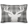 Gray Plaid Deer 14"x20" Throw Pillow Cover