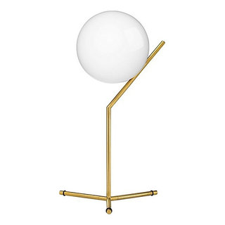 Halcyon Accent Table Lamp in Quartz with Antique Brass Shade