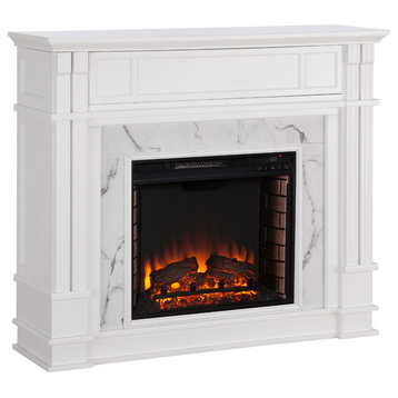 Aragon Faux Cararra Marble Media Fireplace, Electric