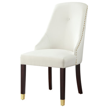 The Grand Dining Chair, Set of 2, White Leather Pu/Goldtone