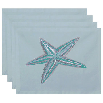 Sea Star Coastal Print Placement, Jade, Set of 4