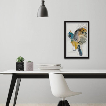 "Flying Festive Parrot" Framed Painting Print