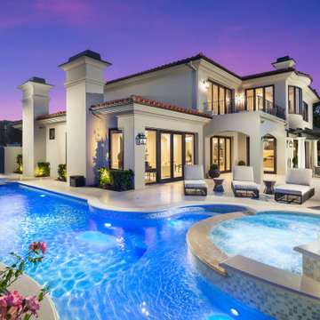 Resort-Style Pool & Spa at Twilight – Complete Newport Coast Estate Remodel