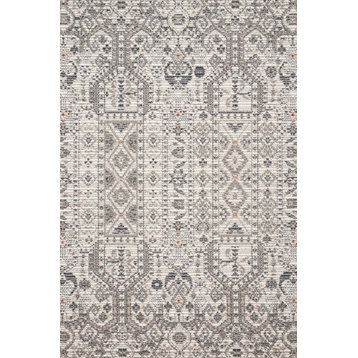 Ivory Charcoal Blush Indoor Outdoor Cole Area Rug by Loloi, 6'7"x9'4"