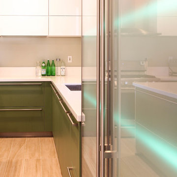 Green and White Modern Kitchen in Sylmar