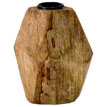 Serene Spaces Living Wooden Candle Holder, Available in 2 Sizes, Small