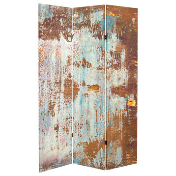 6' Tall Double Sided Rust Canvas Room Divider