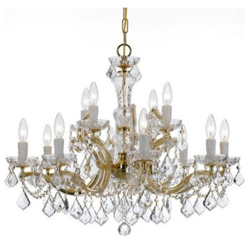 Crystorama Maria Theresa 12-Light Clear Crystal Chandelier, Gold
