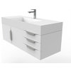 Amazon 48" Wall Mounted Bathroom Vanity Set, White, White Top, Brushed Nickel
